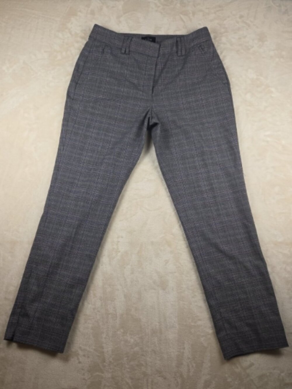 Slim Ankle Plaid Dress Pants Gray Purple Check Size 6